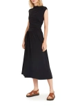 LUXELY RIVER RUCHED MIDI DRESS