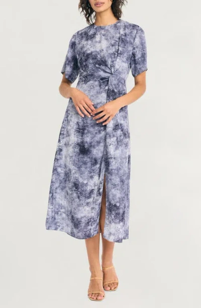 Luxely Short Sleeve Twisted Midi Dress In Multi