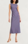 Luxely Side Tie Sleeveless Dress In Blue