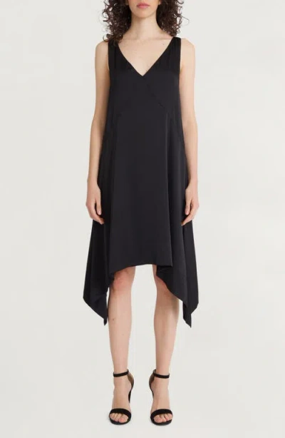 Luxely Sleeveless Asymmetric Midi Dress In Meteorite