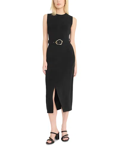 Luxely Sleeveless Belted Dress In Multi
