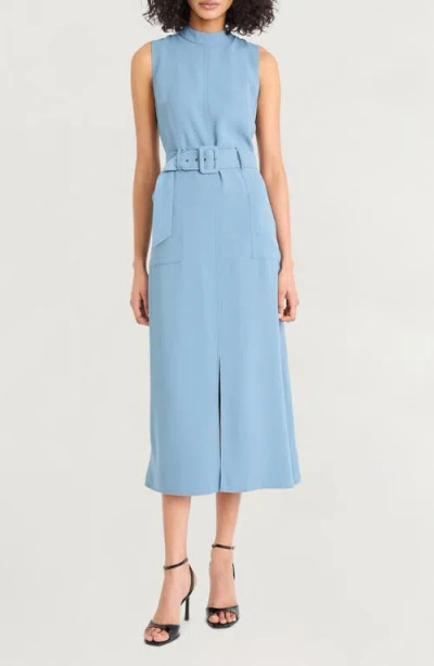 Luxely Sleeveless Belted Midi Dress