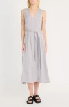 Luxely Sleeveless Belted Midi Dress In Forged Iron