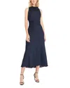 Luxely Sleeveless Maxi Dress With Cross Strap Back Bodice In Blue