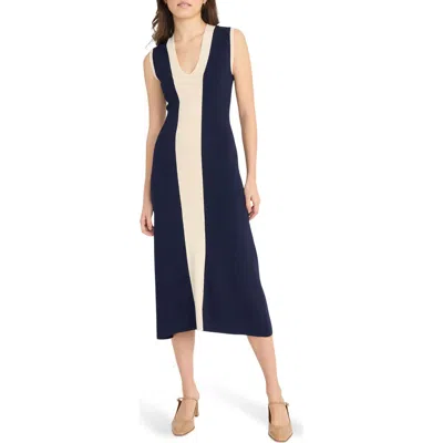 Luxely Sleeveless Midi Dress In Blue