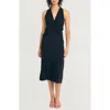 Luxely Sleeveless Twist Front Midi Dress In Black
