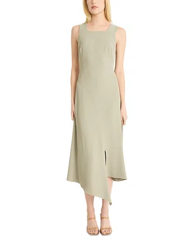 Luxely Square Neck Asymmetrical Maxi Dress In Neutral