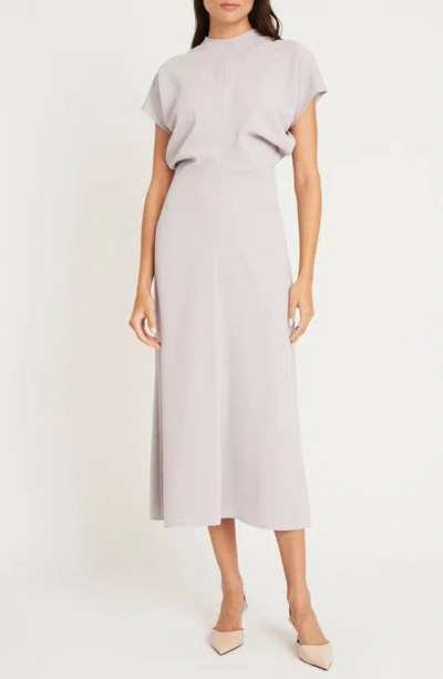 Luxely Theo Drape Midi Dress In Dove Grey