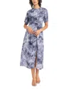 Luxely Short Sleeve Twisted Midi Dress In Grey