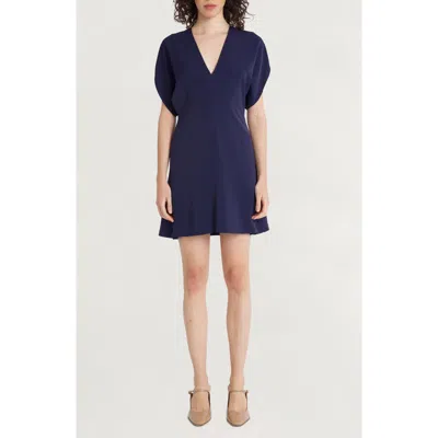Luxely V-neck Minidress In Evening Blue