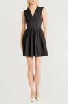 Luxely V-neck Pleated Minidress In Meteorite