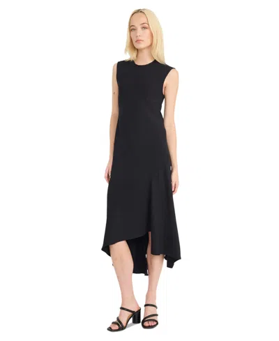 Luxely Women's Asymmetrical Midi Dress In Black