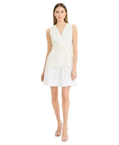 Luxely Belted Minidress In Gray
