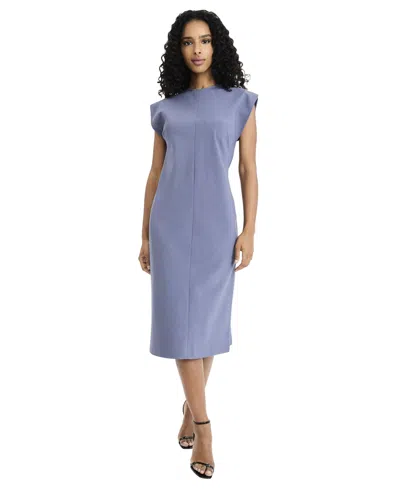 Luxely Women's Cap Sleeve Midi Dress In Blue