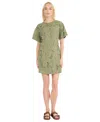 Luxely Embroidered Mini Dress In Tea