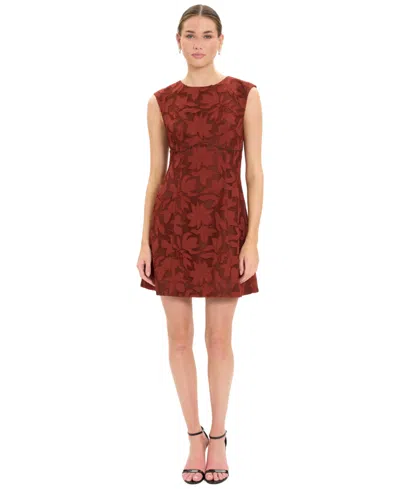 Luxely Women's Floral Sleeveless Fit & Flare Dress In Fired Brick