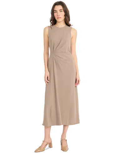 Luxely Women's Knot-front Midi Dress In Lead Gray