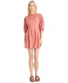 Luxely Linen Long Sleeve Mini Dress In Pink