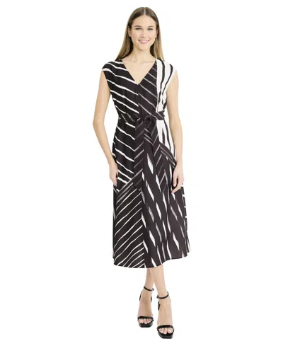 Luxely Women's Printed Sleeveless V-neck Midi Dress In Blue