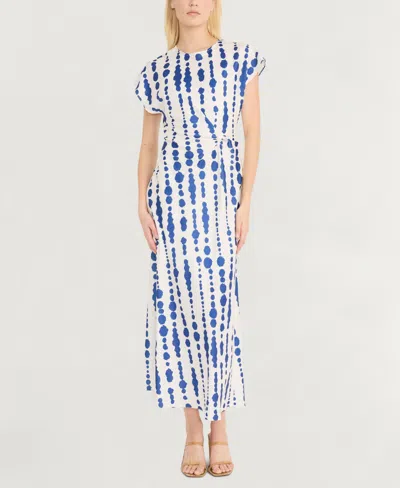 LUXELY WOMEN'S PRINTED TWIST-FRONT MIDI DRESS
