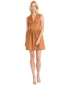 Luxely V Neck Mini Hazel Dress In Brown