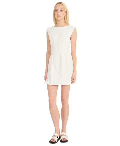 LUXELY WOMEN'S SOLID BOAT-NECK CAP-SLEEVE MINI DRESS