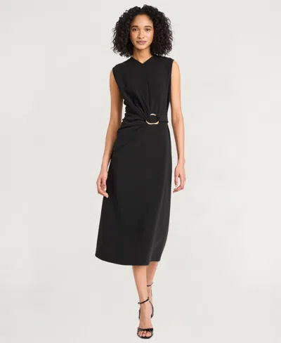 Luxely Women's Solid-color V-neck Sleeveless Dress