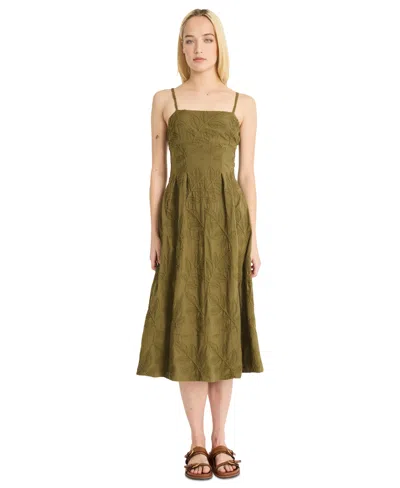 Luxely Women's Square-neck A-line Midi Dress