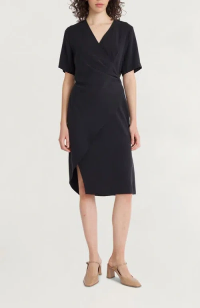 Luxely Wrap Front Dress In Meteorite