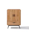 Luxenhome 2-door 1-drawer With Soft Close Buffet Cabinet With Black Metal Legs In Brown