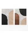 Luxenhome 2-pc Earth Tone Abstract Rectangular Wood Wall Decor Set In White,black,brown,beige