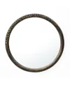 Luxenhome 32-inch Round Brown Crater Mgo Frame Wall Mirror In Brown