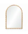 Luxenhome 34-inch Tall Arch Natural Rubberwood Scalloped Frame Wall Mirror In Natural