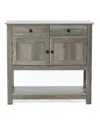 Luxenhome 35.43" Wide Server 2-drawer 2-door Buffet Storage Cabinet In Gray,brown,black