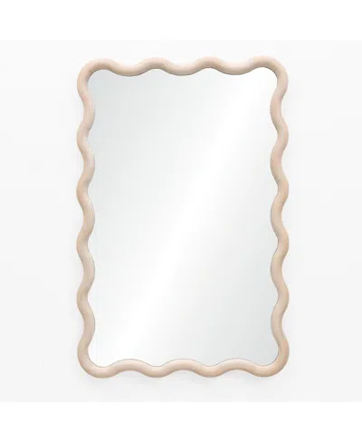 Luxenhome 39.25-inch Tall Rectangular Natural Pine Wood Decorative Frame Accent Wall Mirror In Light Brown