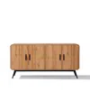 Luxenhome 4-door With Soft Close 63-inch Wide Sideboard Server Cabinet With Black Metal Legs In Brown
