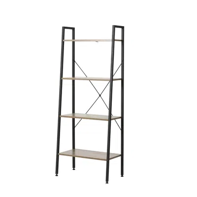 Luxenhome 4-shelf 58.3" X 23.62" W Wood And Metal Ladder Bookcase In Multi