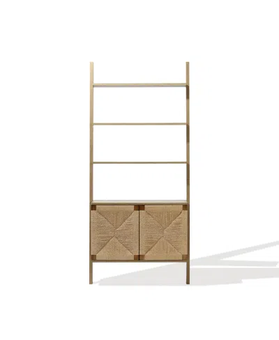 Luxenhome 4-shelf Etagere Bookcase With 2-door Cabinet Storage In Natural