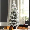 Luxenhome 4.5ft Pre-lit Snow Flocked Potted Artificial Christmas Tree With Cherries In Multi