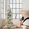 Luxenhome 4.5ft Pre-lit Snow Flocked Slender Fir Artificial Christmas Tree In Multi