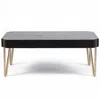 Luxenhome 46.13" W Black Wood Veneer And Gold Metal Coffee Table In Multi