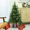 Luxenhome 4ft Pre-lit Artificial Christmas Pine Tree With Metal Pot In Multi