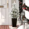 Luxenhome 4ft Pre-lit Flocked Artificial Tree In Tall Pot In Multi