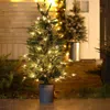 Luxenhome 4ft Pre-lit Led Artificial Fir Christmas Tree With Gray Metal Pot In Multi