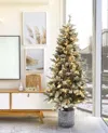 Luxenhome 5.6ft Pre-lit Led Artificial Slim Fir Christmas Tree With Pot In Multi