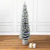 Luxenhome 5ft Flocked Artificial Tree Potted With Multi-color Lights In Multi