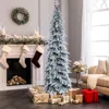 Luxenhome 6.8ft Pencil Slim Artificial Snow-flocked Christmas Tree In Gray