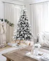 Luxenhome 6ft Artificial Flocked Full Pine Christmas Tree With Pine Cones In Gray