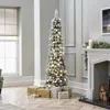 Luxenhome 6ft Pre-lit Flocked Pencil Artificial Christmas Tree In Gray