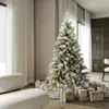 Luxenhome 6ft Pre-lit Full Artificial Snow-flocked Christmas Tree In Multi